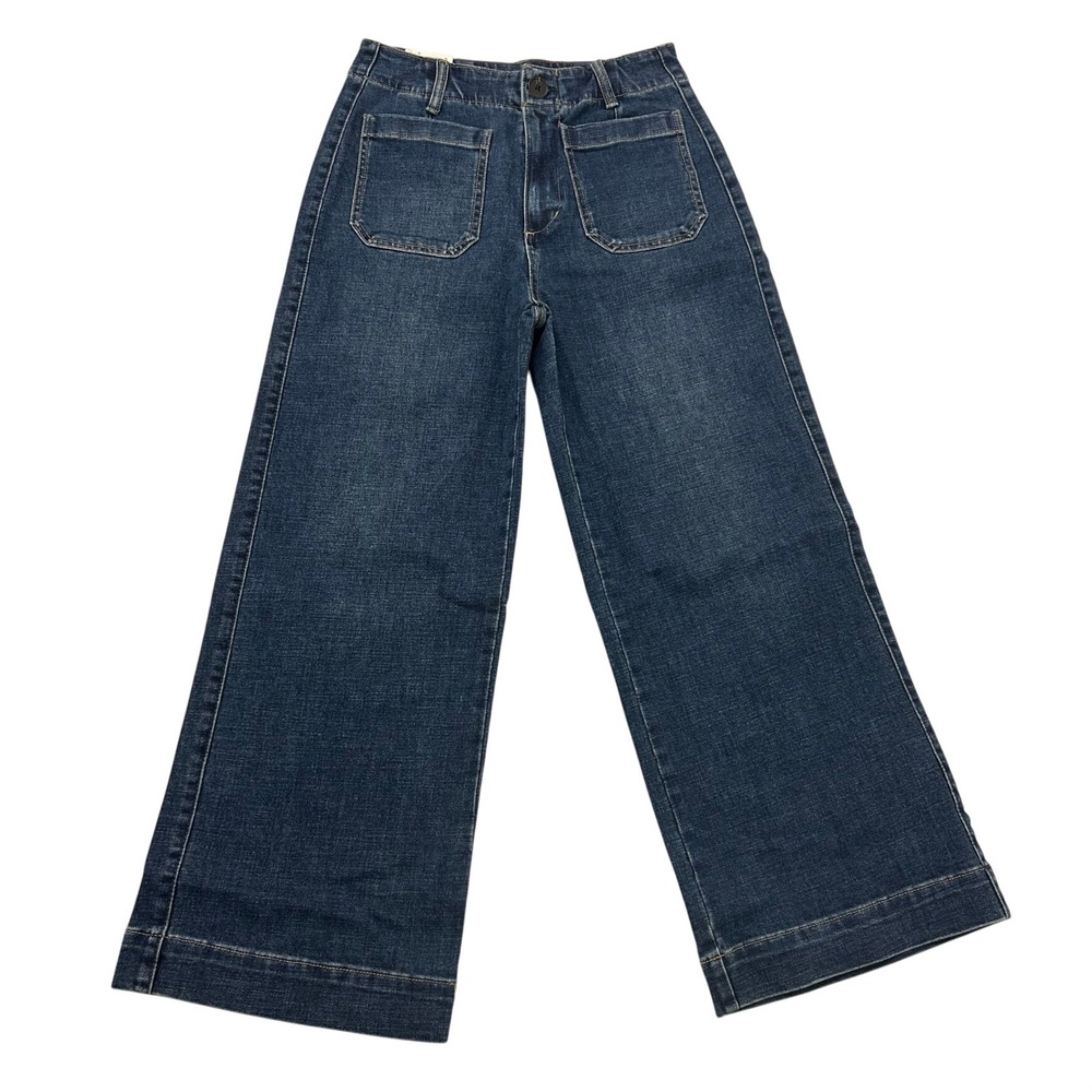 Scotch & Soda Amsterdam Women Wide Leg Jeans Dark Blue High Rise Patch Pocket 4
